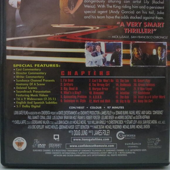 Confidence DVD Crime Drama 2003 Edward Burns Andy Garcia - Picture 3 of 4